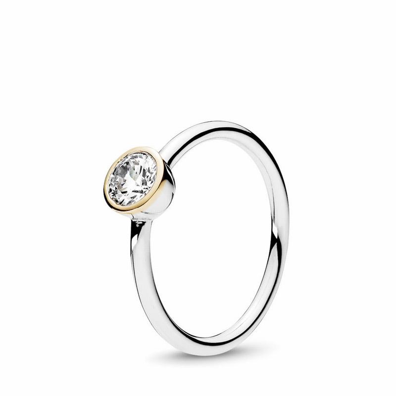 Pandora Petite Circle Stackable Ring - Two Tone/Cubic Zirconia - Canada | LY4059CE